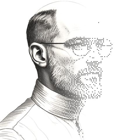 Illustrated persona of Devon Ashworth: a black-and-white line engraving. No such person exists.