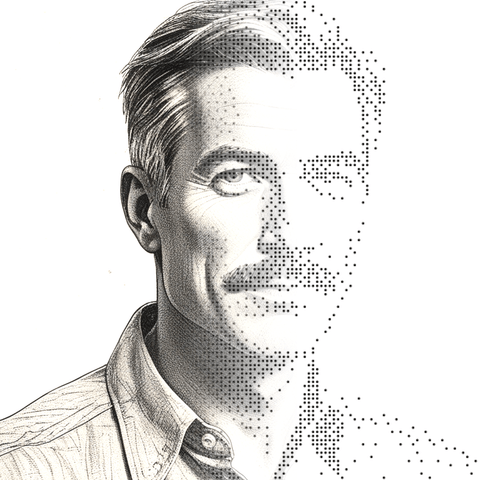 Illustrated persona of Hollis Grant: a black-and-white line engraving. No such person exists.