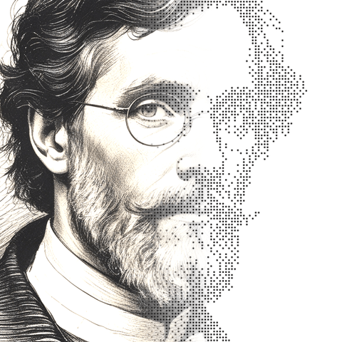 Illustrated persona of Julian Marsh: a black-and-white line engraving. No such person exists.