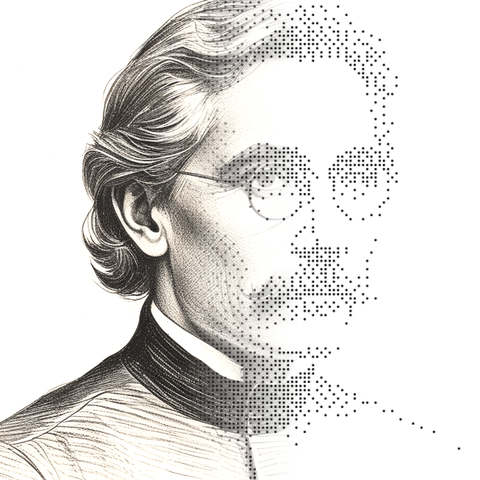 Illustrated persona of Marcus Delaney: a black-and-white line engraving. No such person exists.