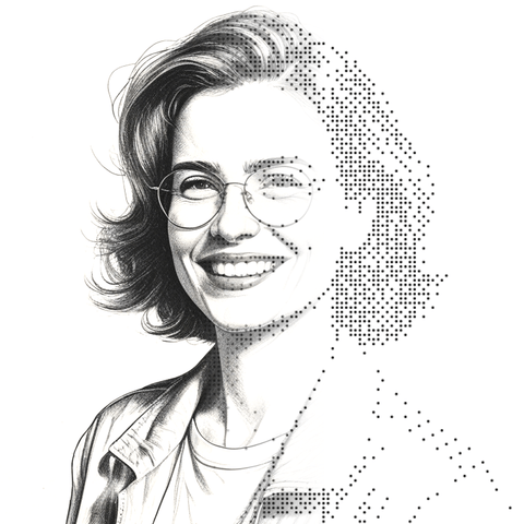Illustrated persona of Noelle Faraday: a black-and-white line engraving. No such person exists.