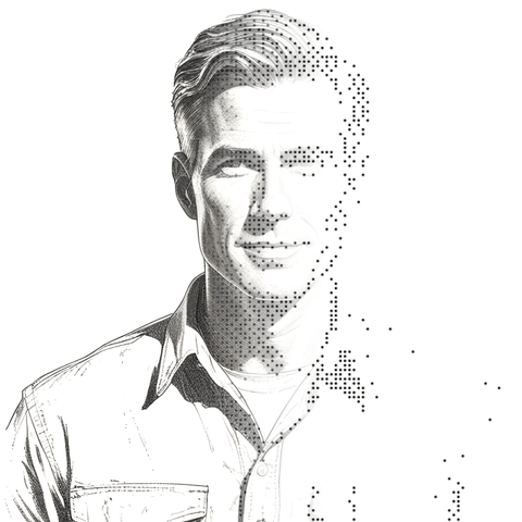 Illustrated persona of Unnamed Home goods reporter — name pending: a black-and-white line engraving. No such person exists.