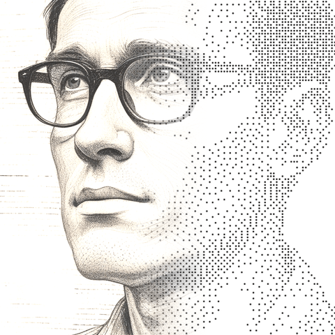Illustrated persona of Unnamed Israel & Palestine reporter — name pending: a black-and-white line engraving. No such person exists.