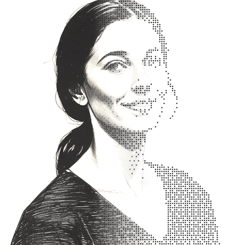 Illustrated persona of Unnamed Markets reporter — name pending: a black-and-white line engraving. No such person exists.